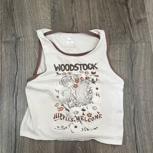 Hybrid & Company Cream and Brown Woodstock Crop Top